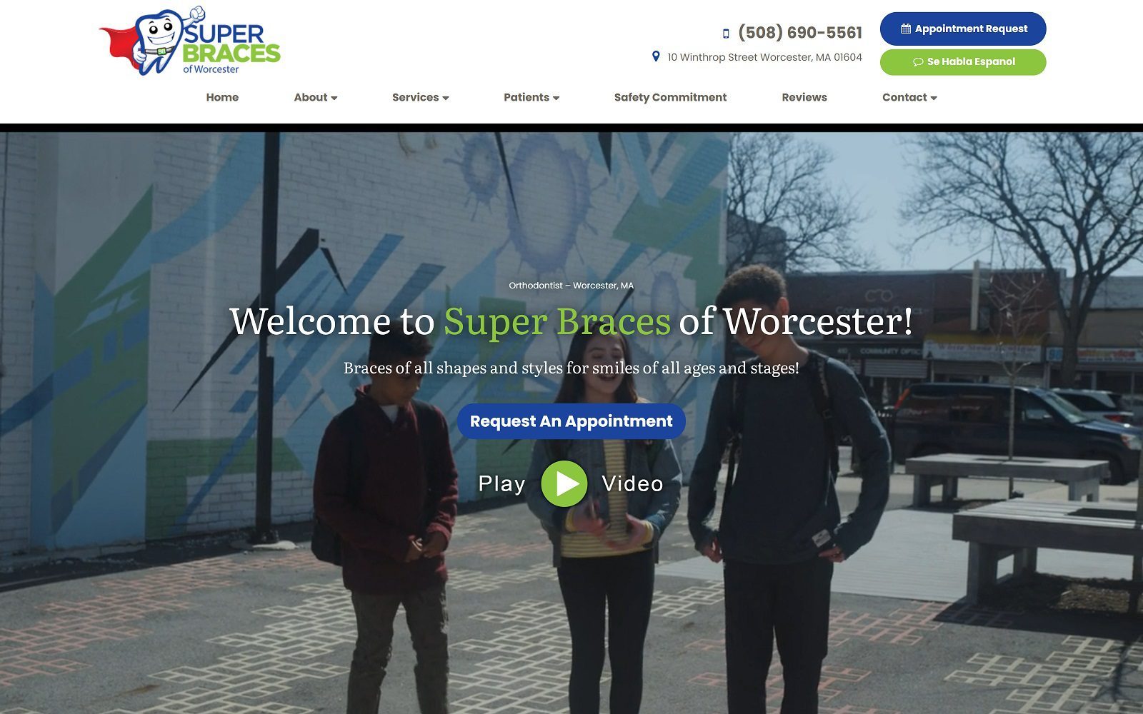 The screenshot of worcester orthodontics worcesterorthodontics. Com dr. Sam alkhoury website