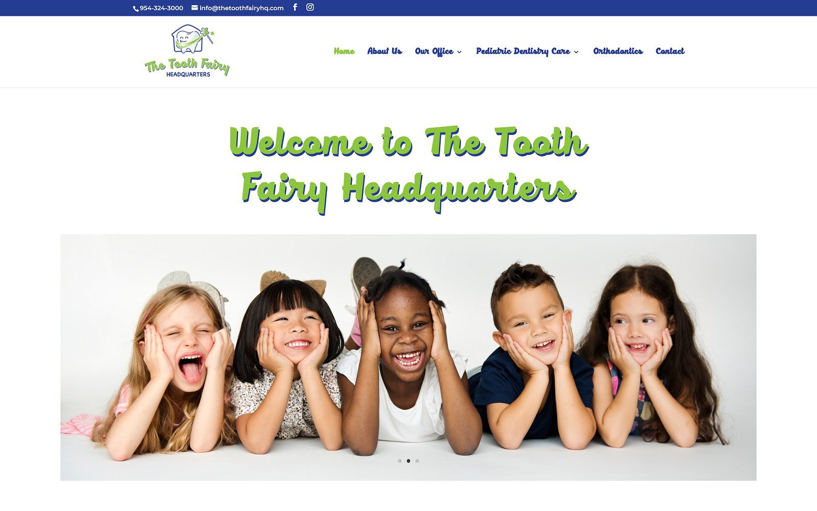 The screenshot of the tooth fairy hq website