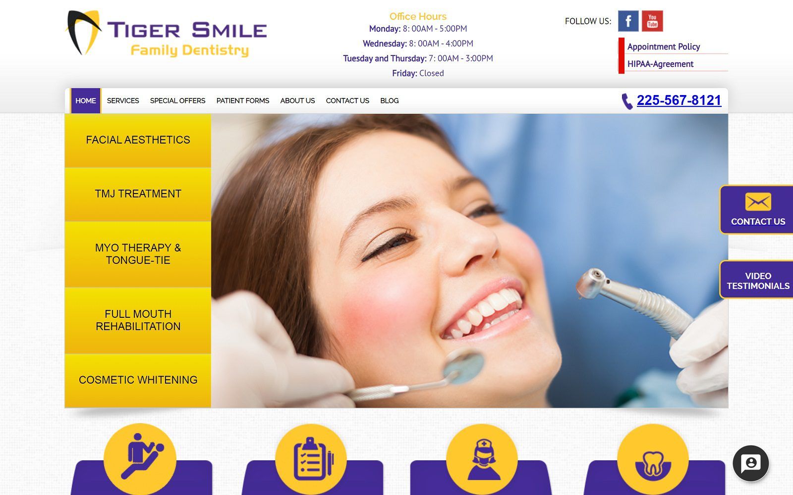 The screenshot of tiger smile family dentistry baton rouge office tigersmiledental. Com website
