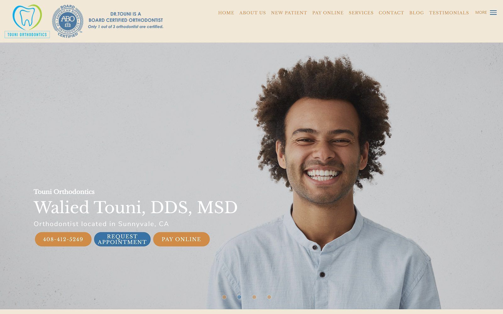 The screenshot of touni orthodontics dr. Walied touni website