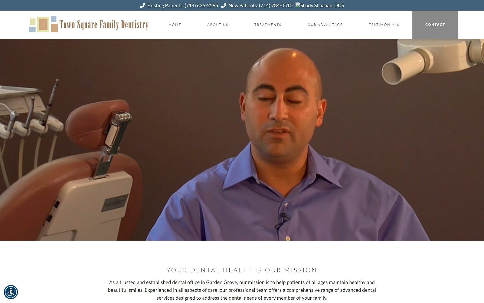 The screenshot of own square family dentistry: shady shaaban dds website