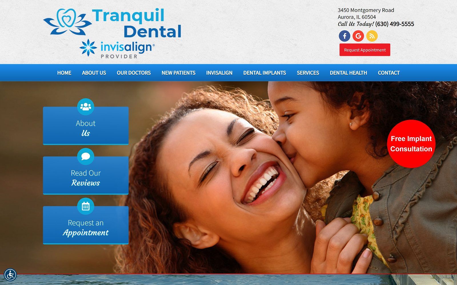 The screenshot of tranquil dental tranquildentalaurora. Com website