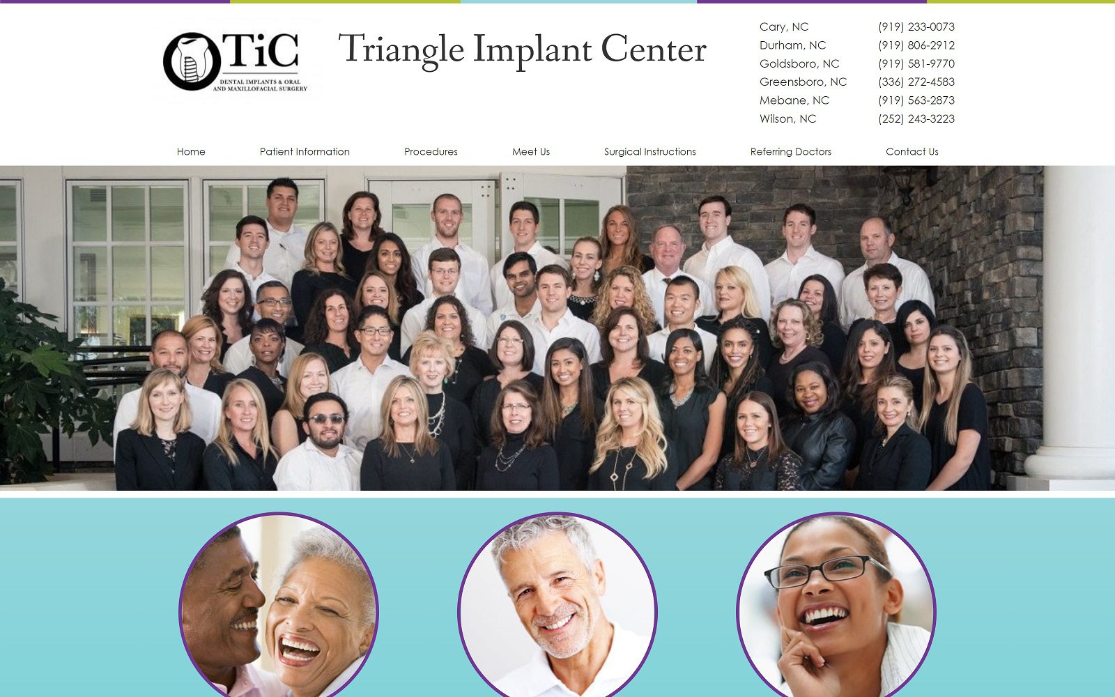 The screenshot of triangle implant center triangleimplantcenter. Com website