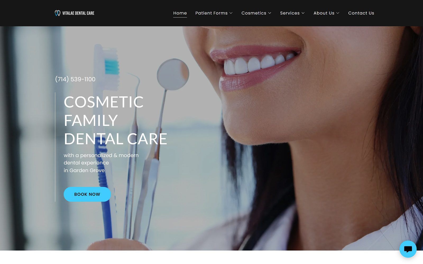The screenshot of vitalae dental care website