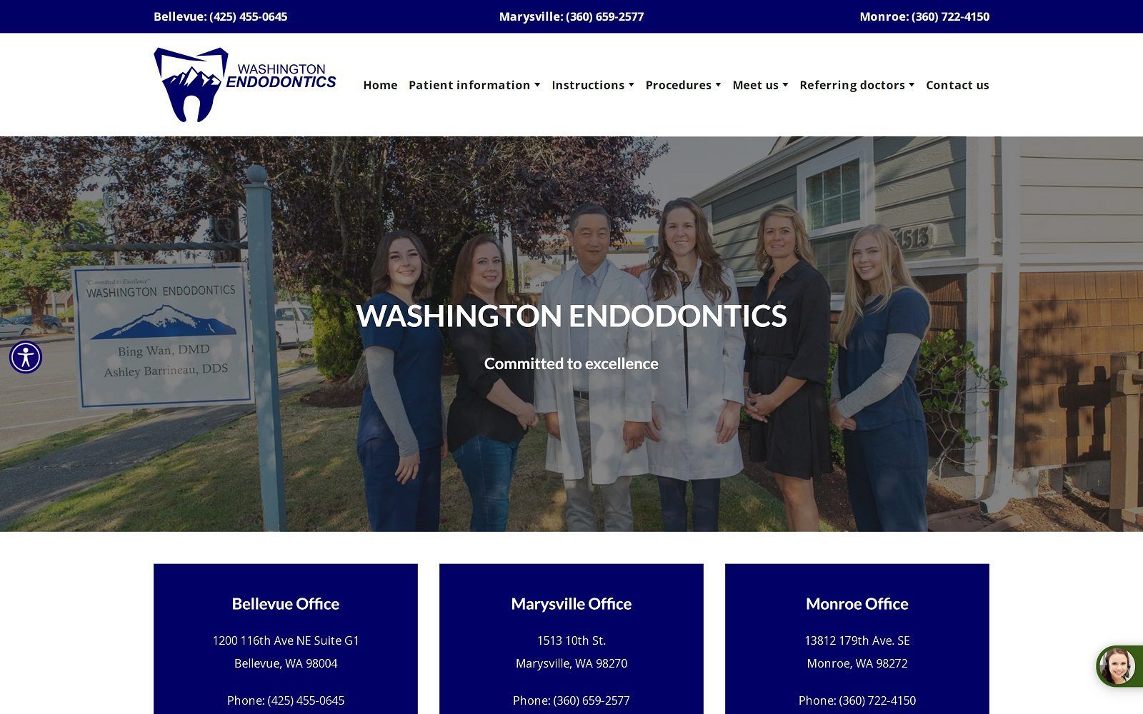 The screenshot of washington endodontics: dr. Bing wan, dmd pllc website