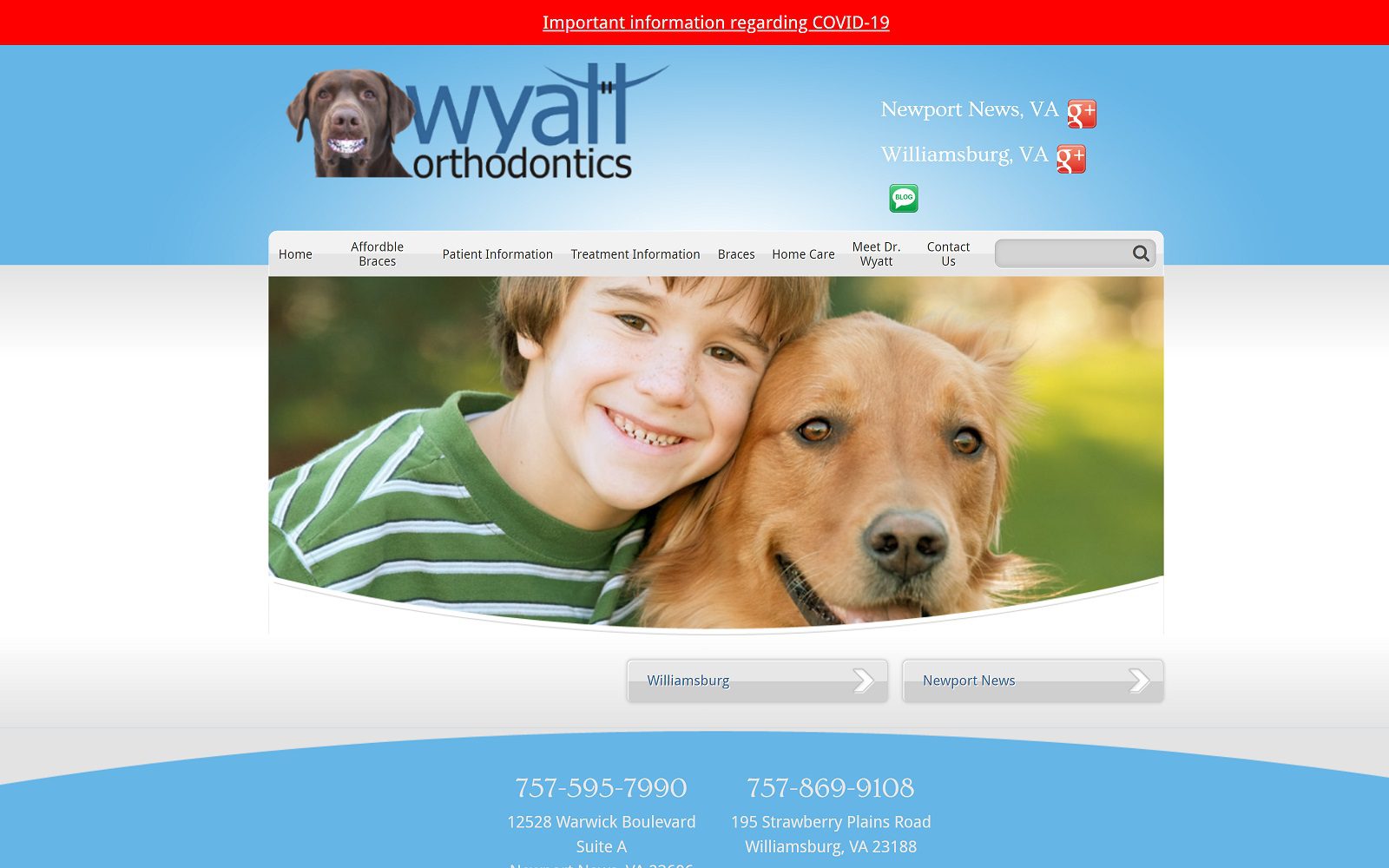 The screenshot of dr. Patrick r. Wyatt, dds, wyatt orthodontics website