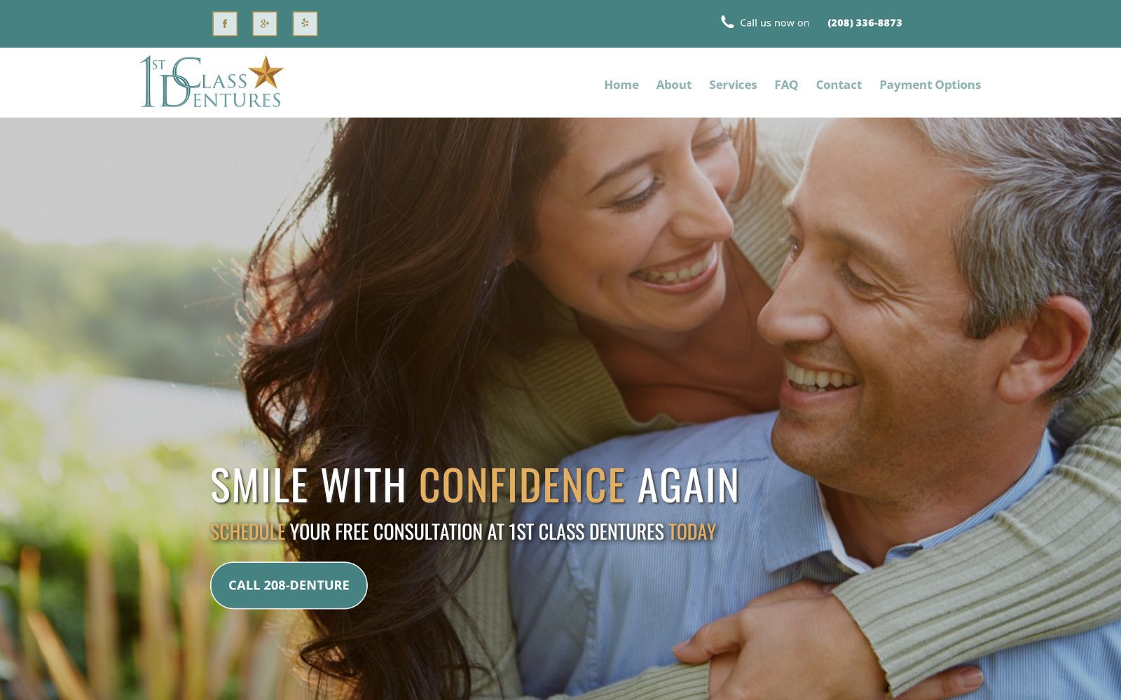 The screenshot of 1st class dentures llc website