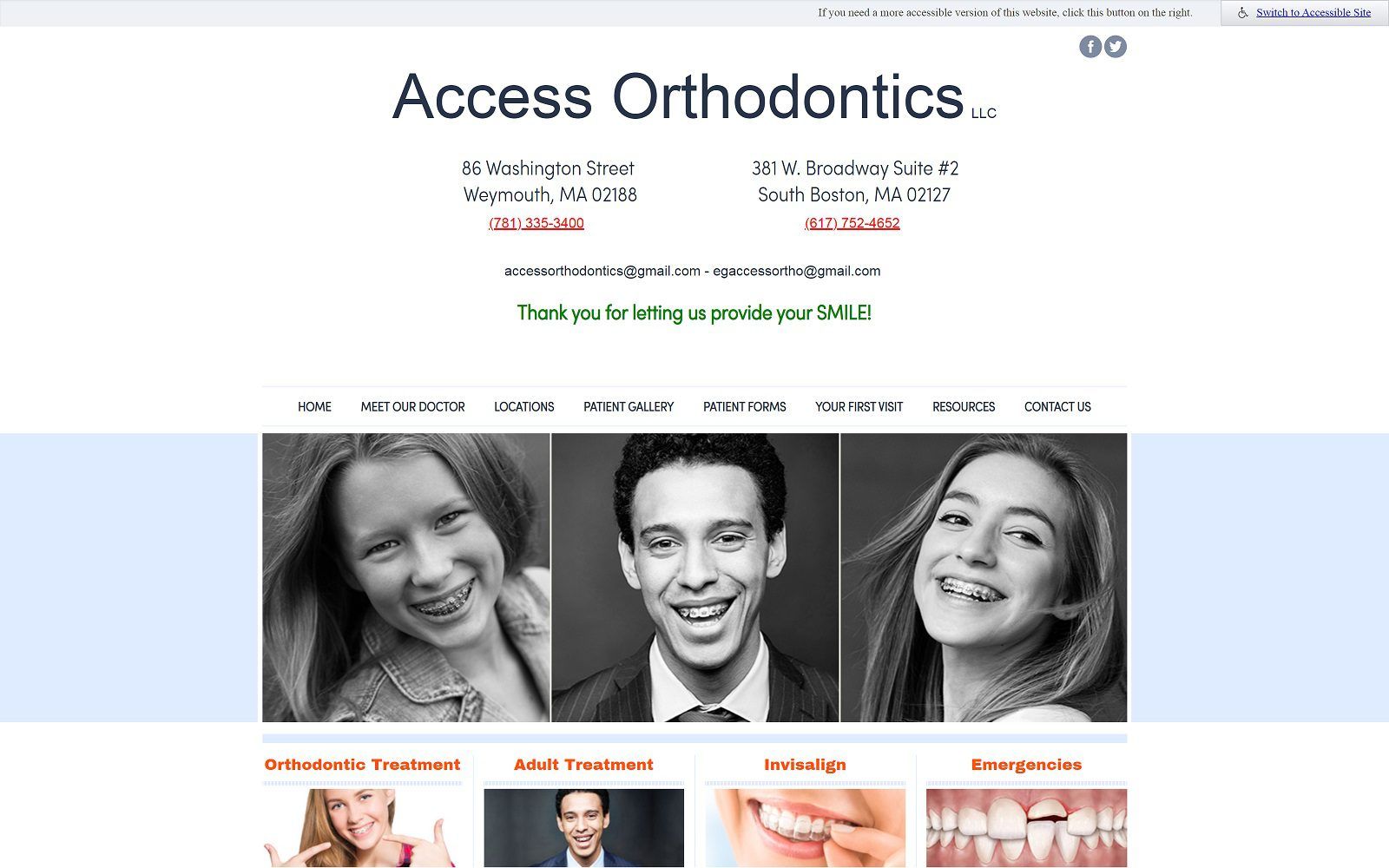 The screenshot of access orthodontics website