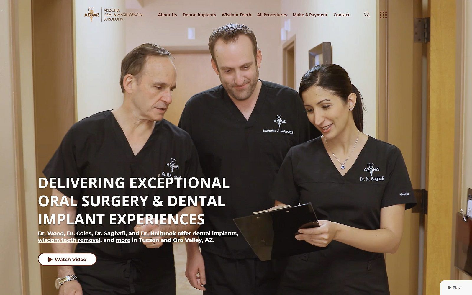 The screenshot of arizona oral and maxillofacial surgeons website