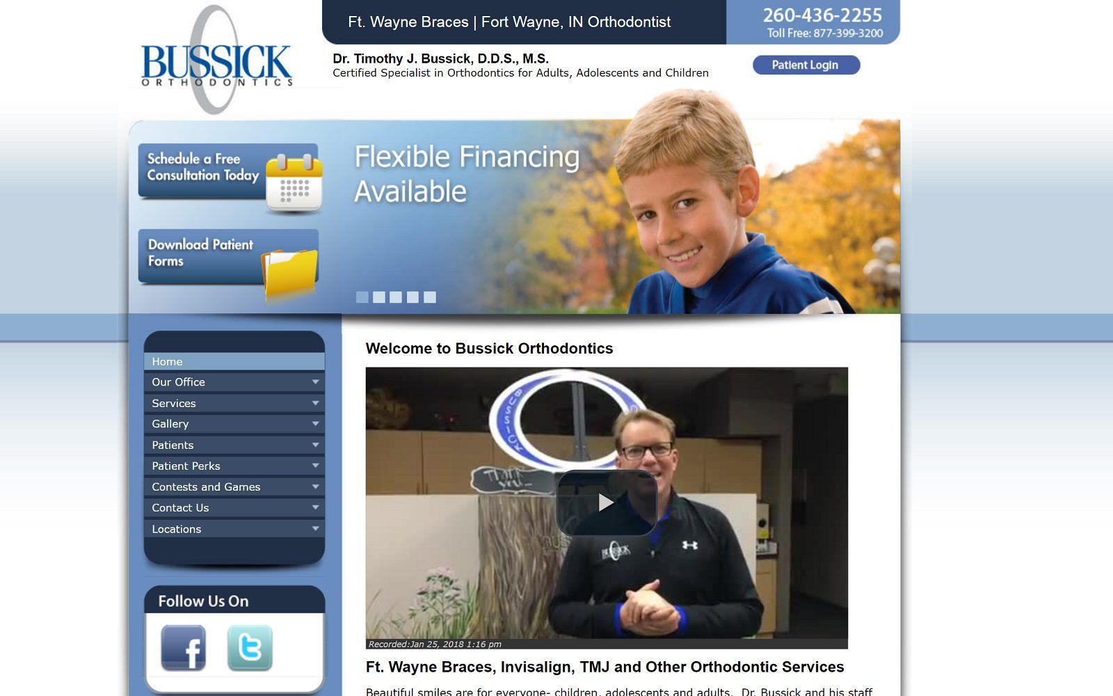 The screenshot of bussick orthodontics dr. Timothy bussick website