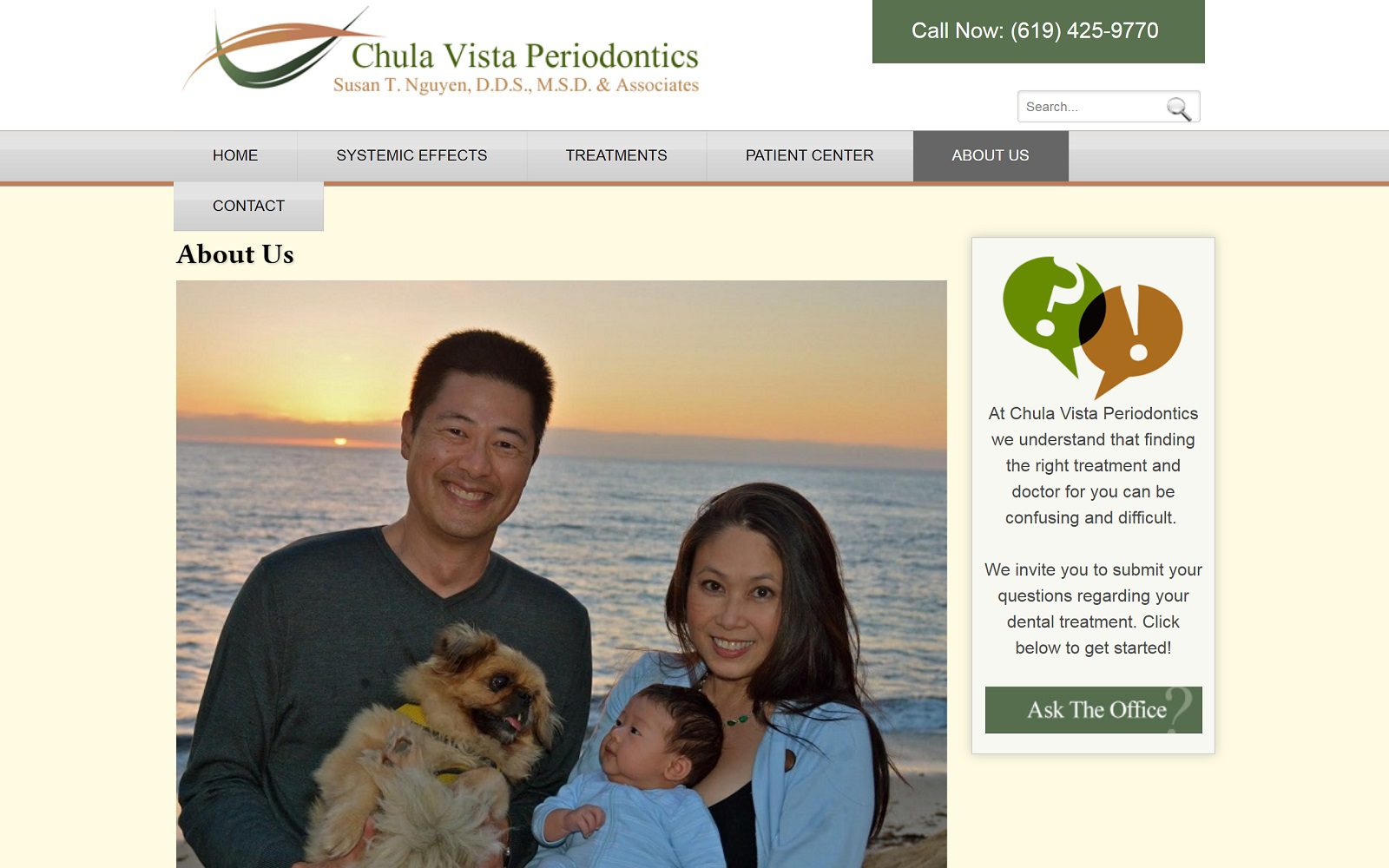 The screenshot of chula vista periodontics susan t nguyen d. D. S, m. S. D. Website