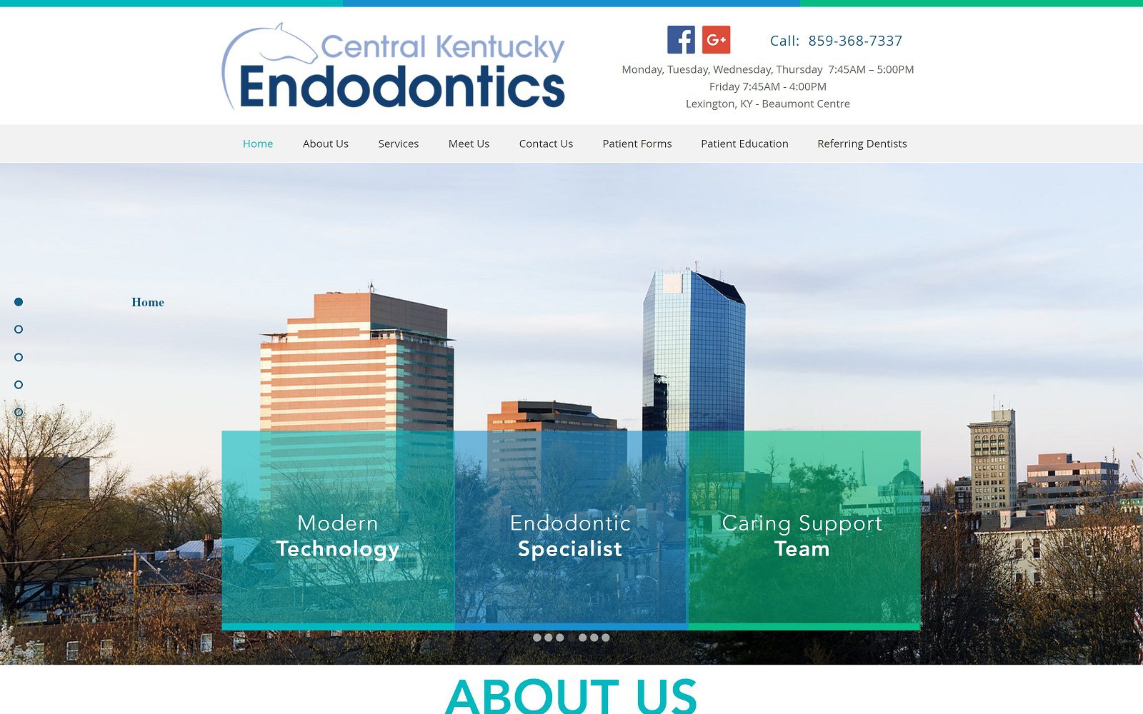 The screenshot of central kentucky endodontics website