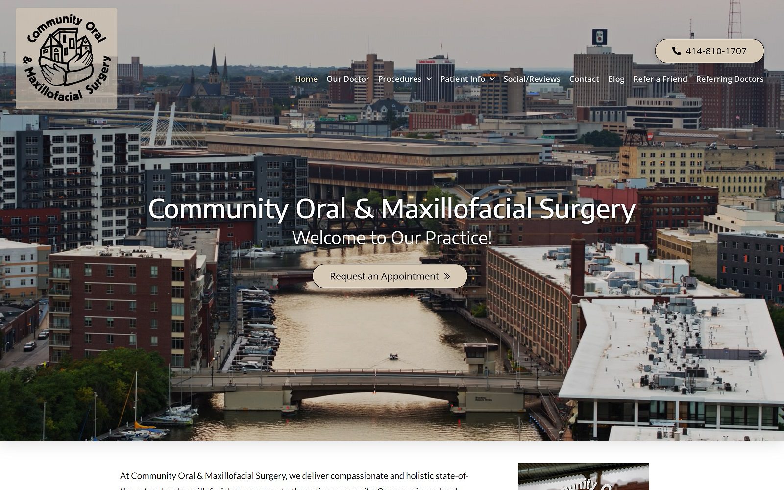 The screenshot of community oral & maxillofacial surgery website