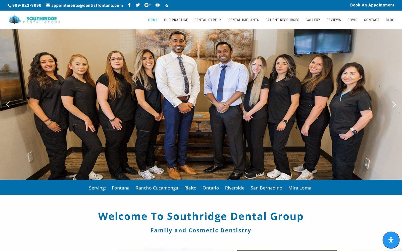 The screenshot of southridge dental group website
