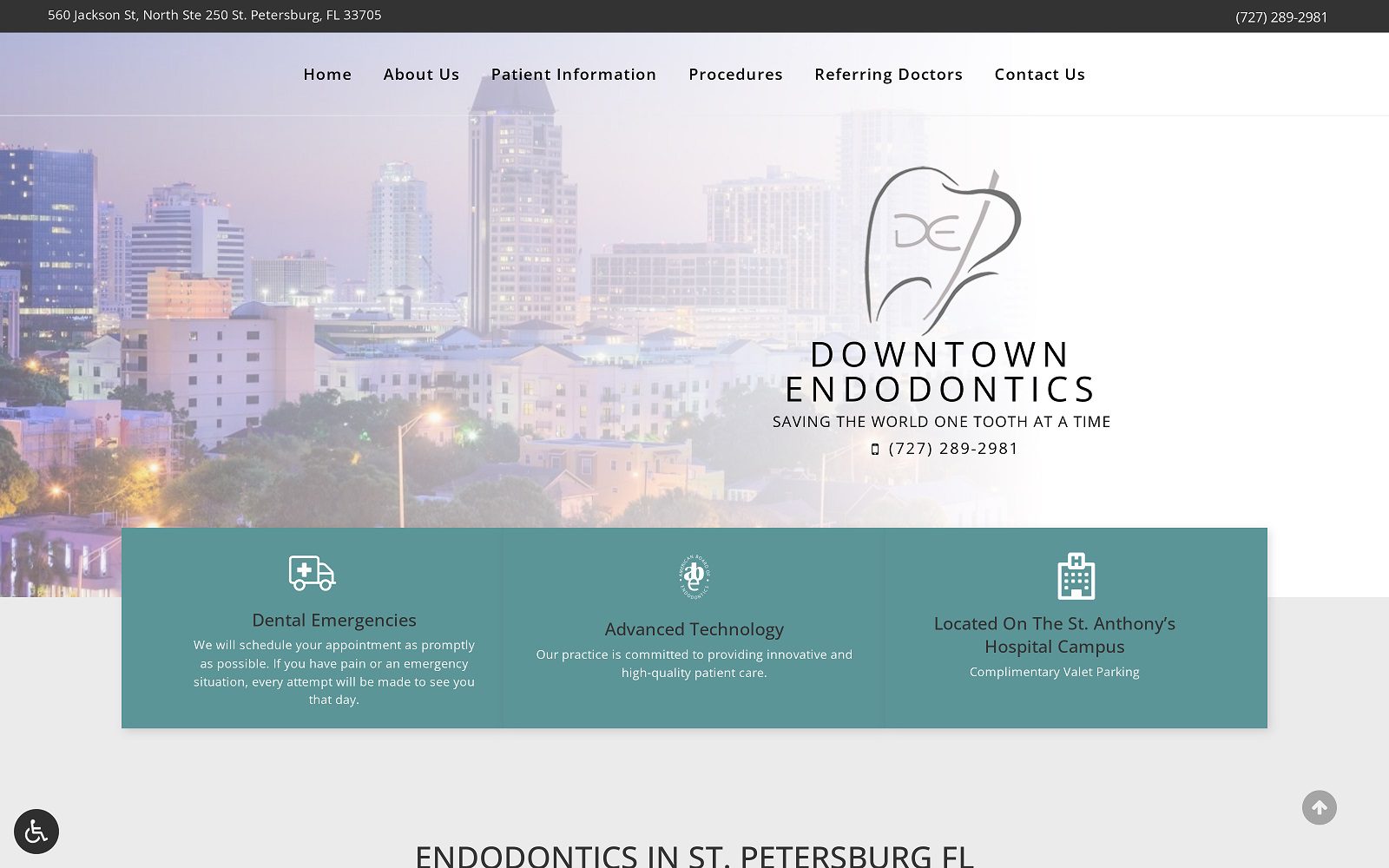 The screenshot of downtown endodontics website