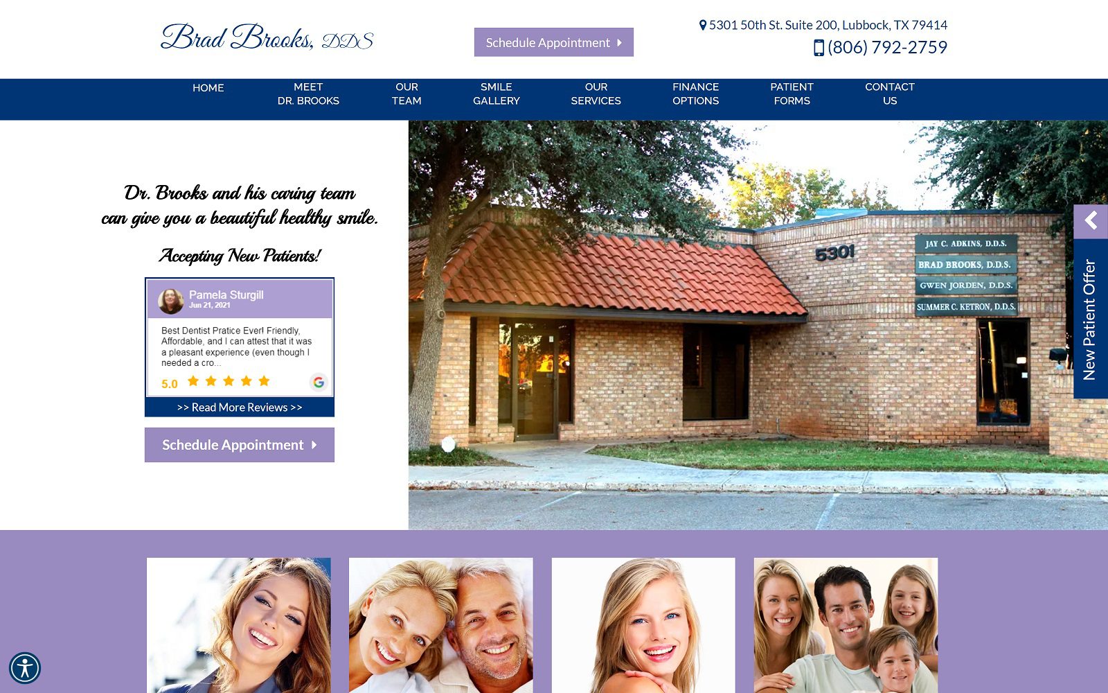 The screenshot of brad brooks dds website