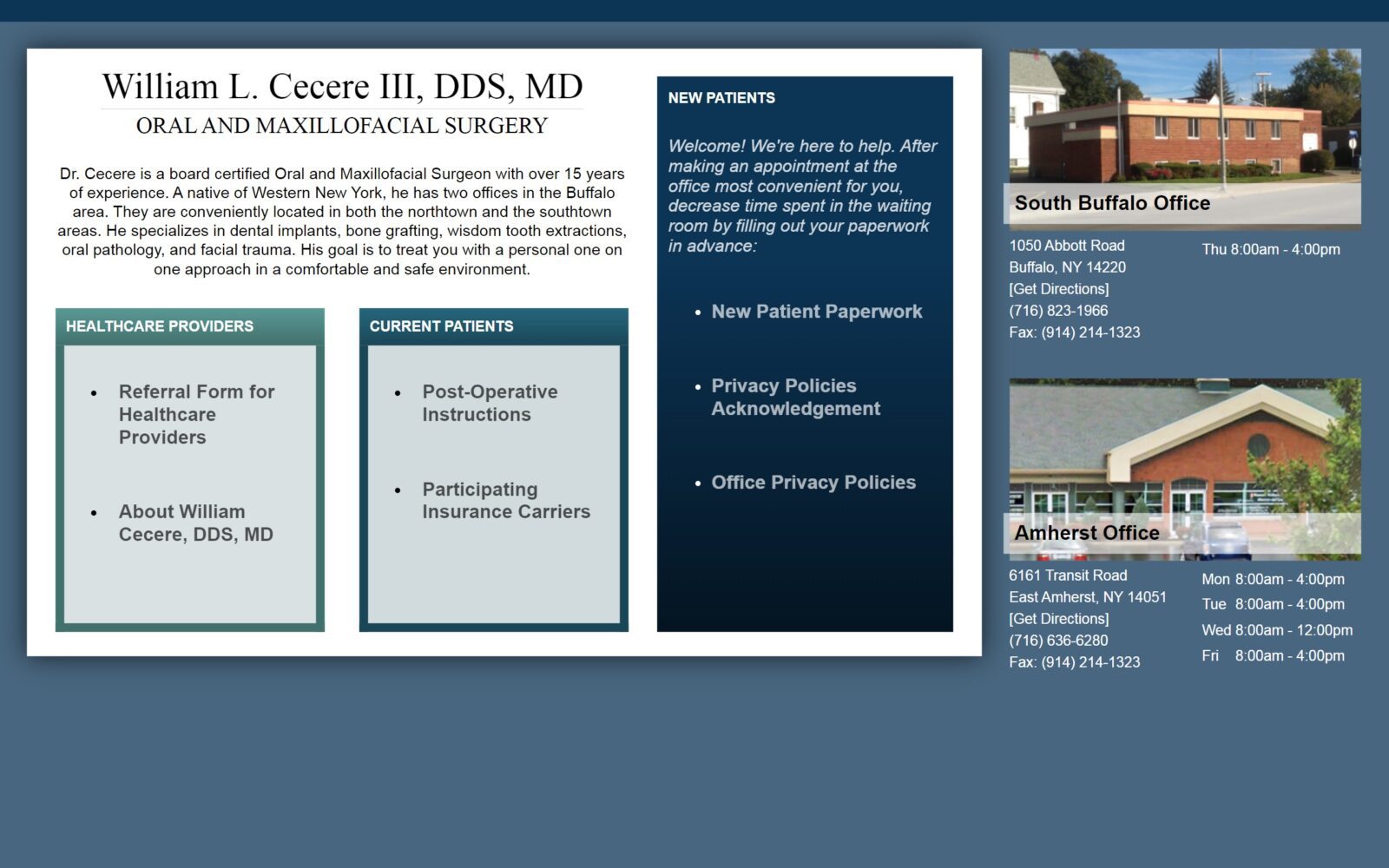 The screenshot of cecere william l dds website