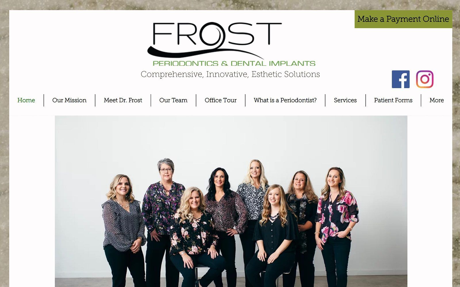 The screenshot of frost periodontics & dental implants website