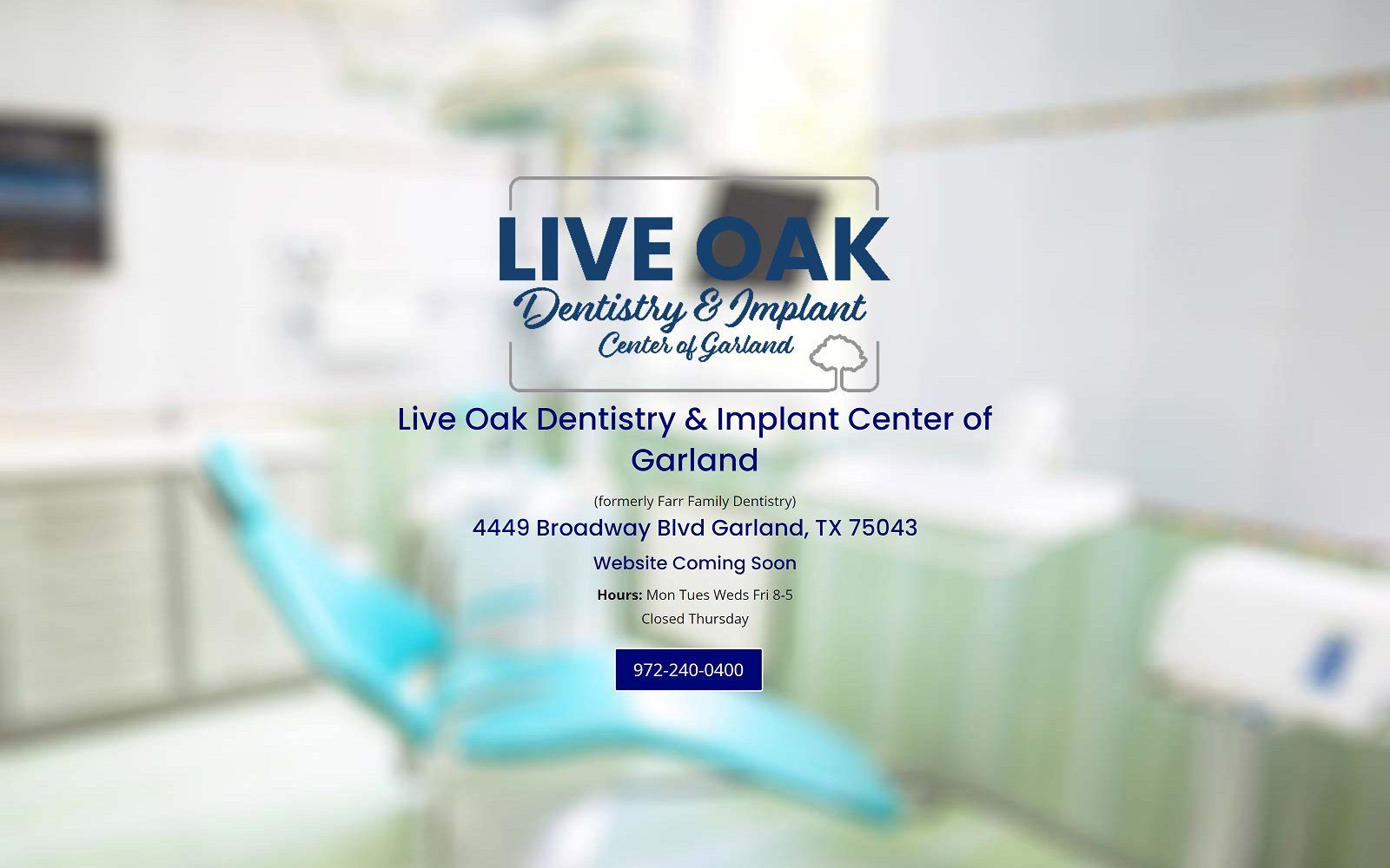 The screenshot of live oak dentistry & implant center of garland website