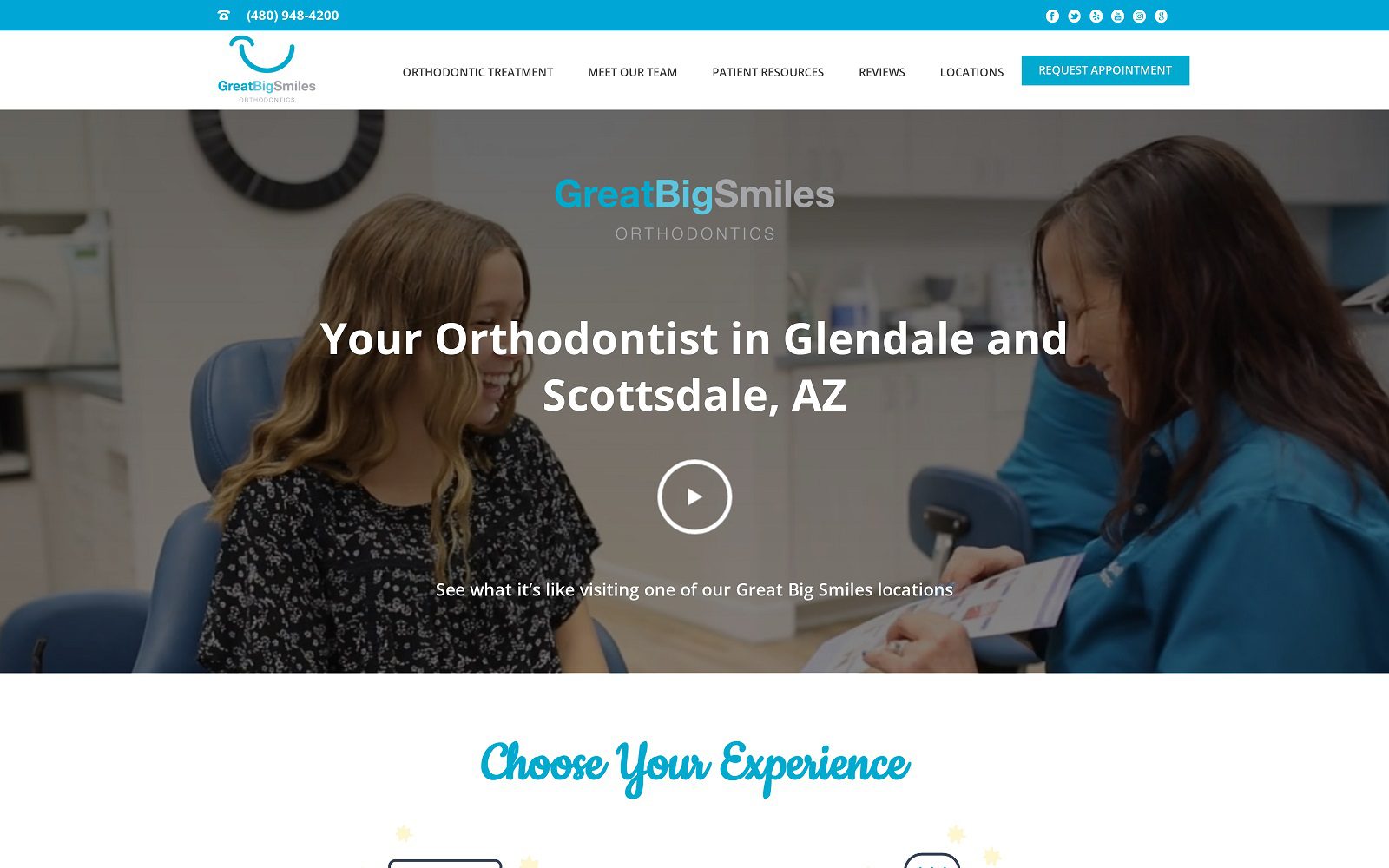 The screenshot of great big smiles orthodontics website