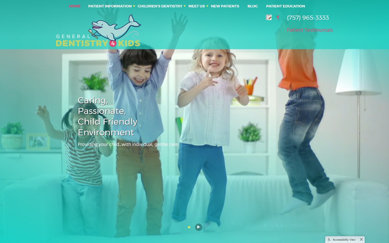 The screenshot of general dentistry 4 kids website