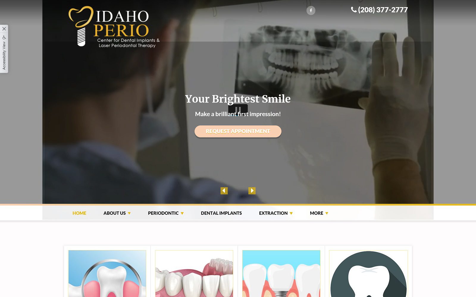 The screenshot of idaho perio. Center for dental implants and laser periodontal therapy website