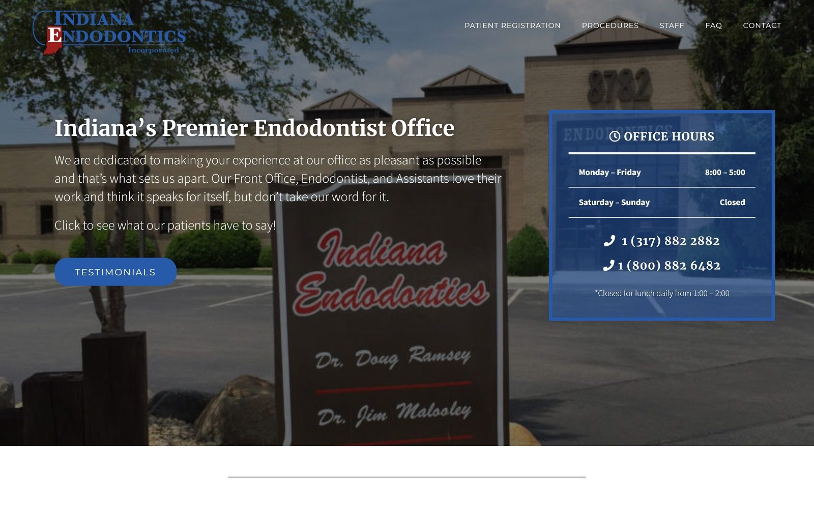 The screenshot of indiana endodontics website