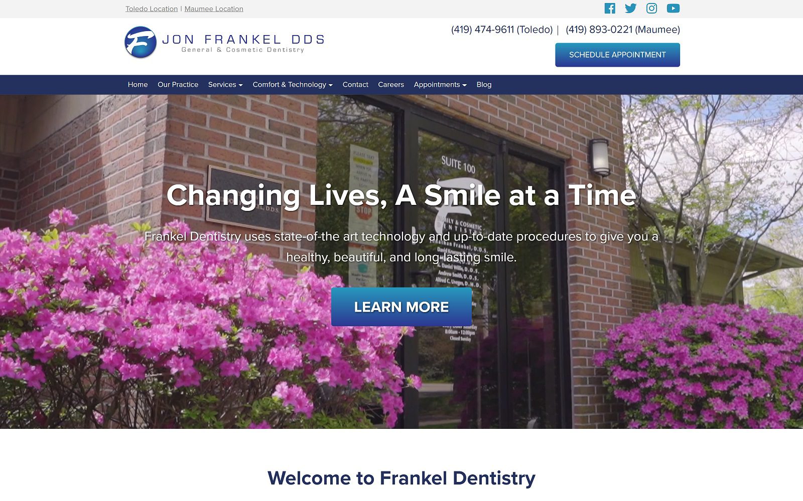 The screenshot of jon frankel dentistry website