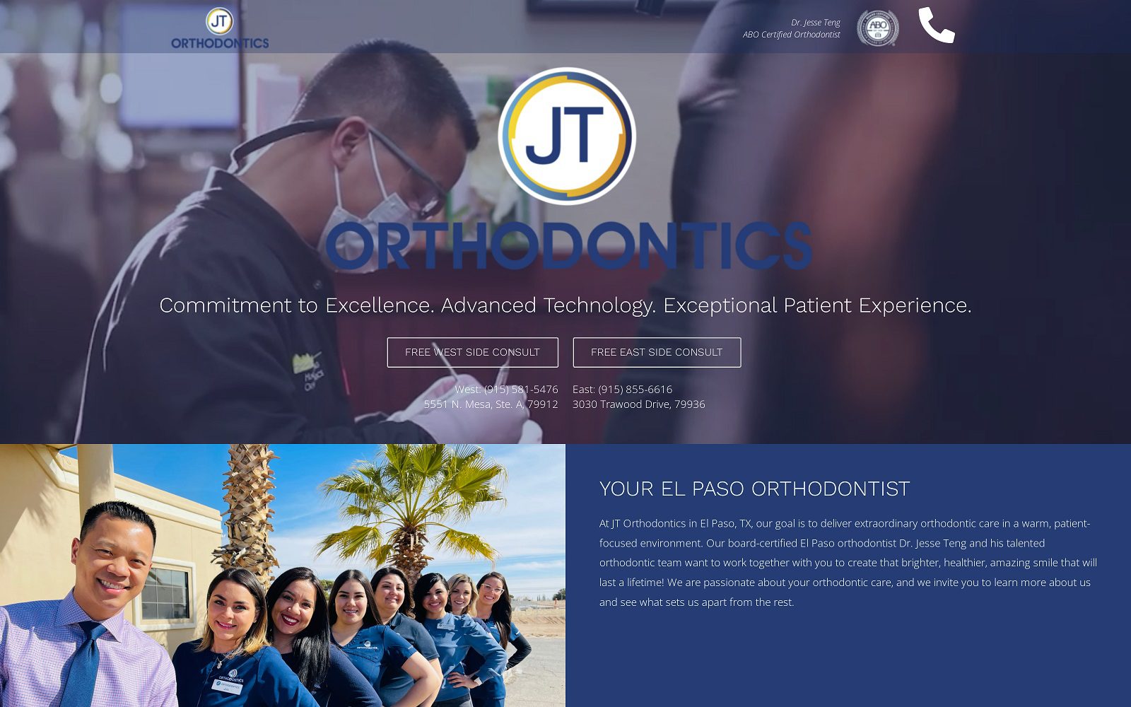 The screenshot of jt orthodontics website