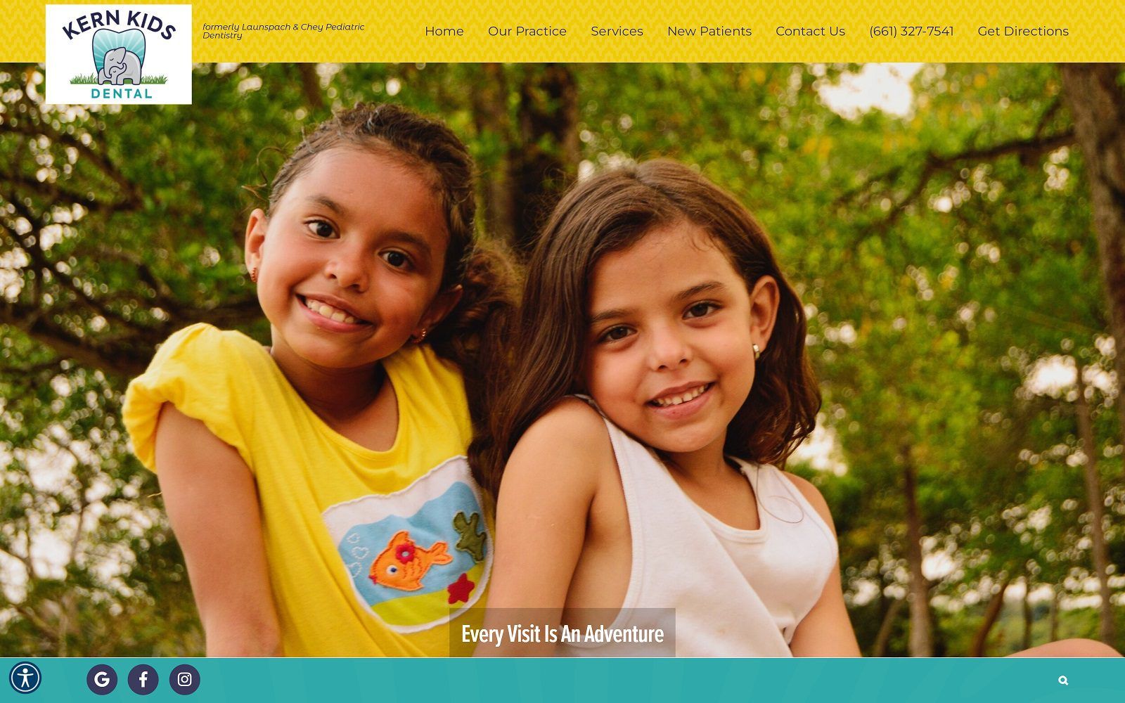 The screenshot of kern kids dental website