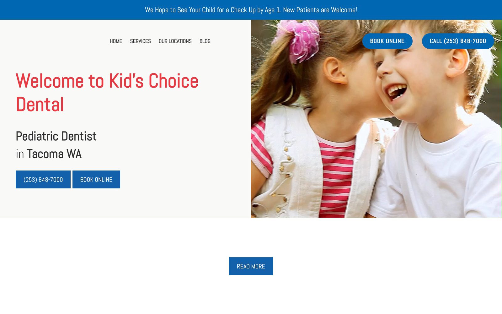 The screenshot of kid's choice dental - tacoma website