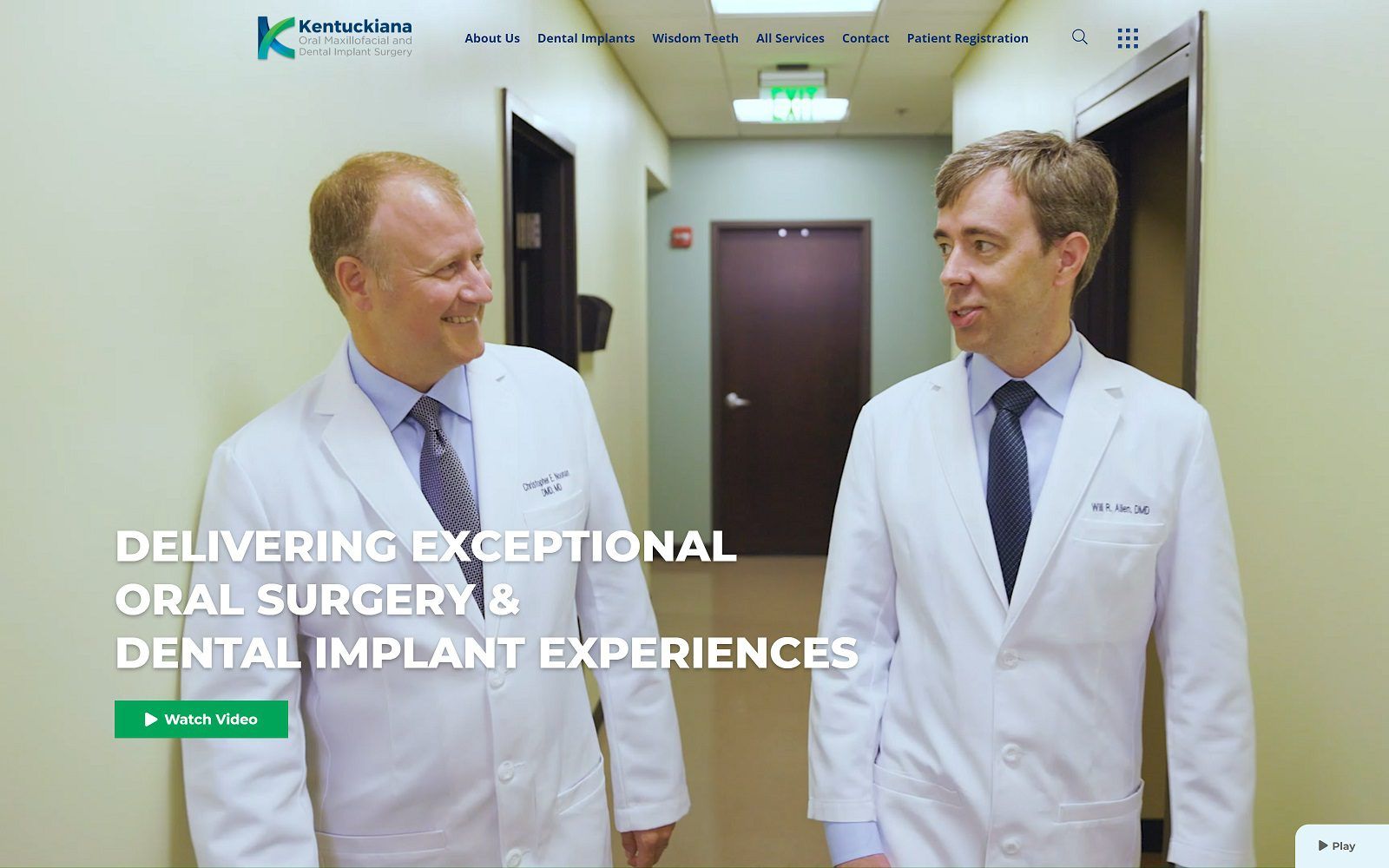 The screenshot of kentuckiana oral maxillofacial & dental implant surgery website