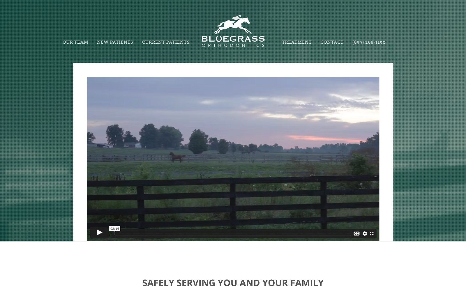 The screenshot of bluegrass orthodontics website