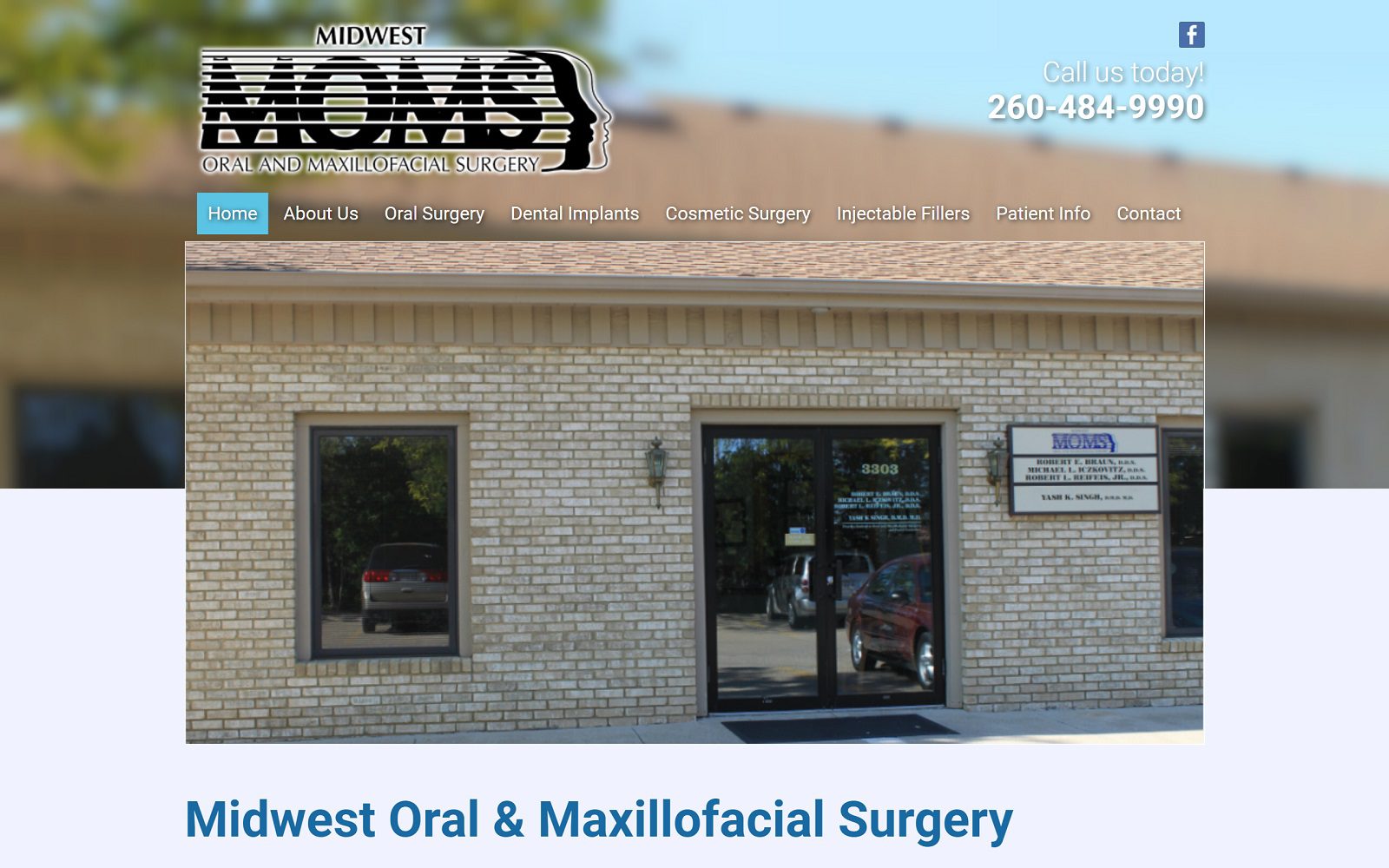 The screenshot of midwest oral & maxillofacial surgery website