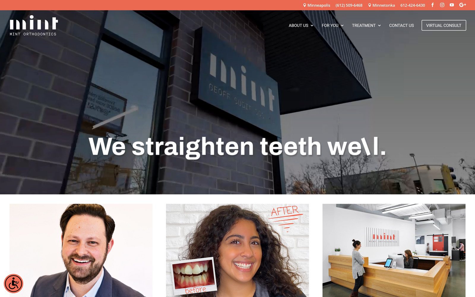 The screenshot of mint orthodontics website