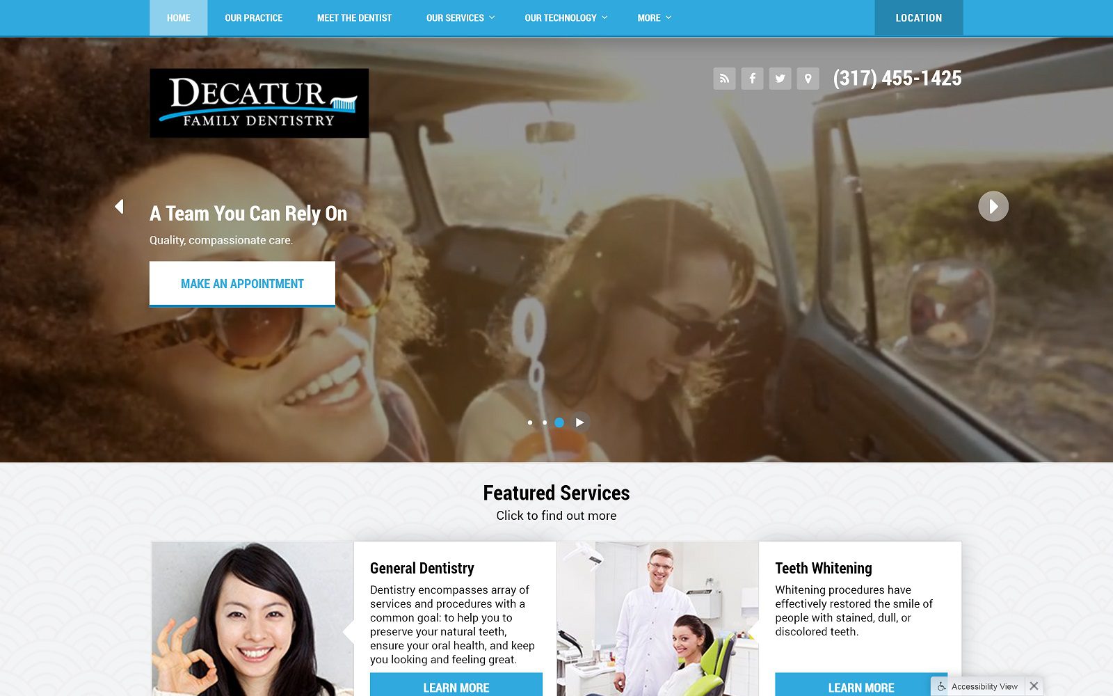 The screenshot of decatur family dentistry website