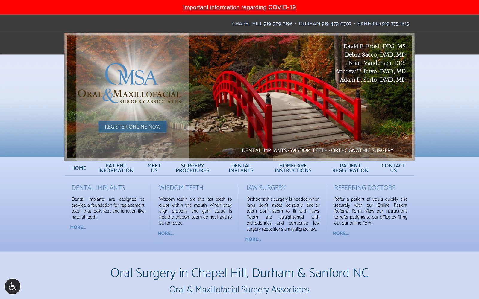 The screenshot of oral & maxillofacial surgery associates website