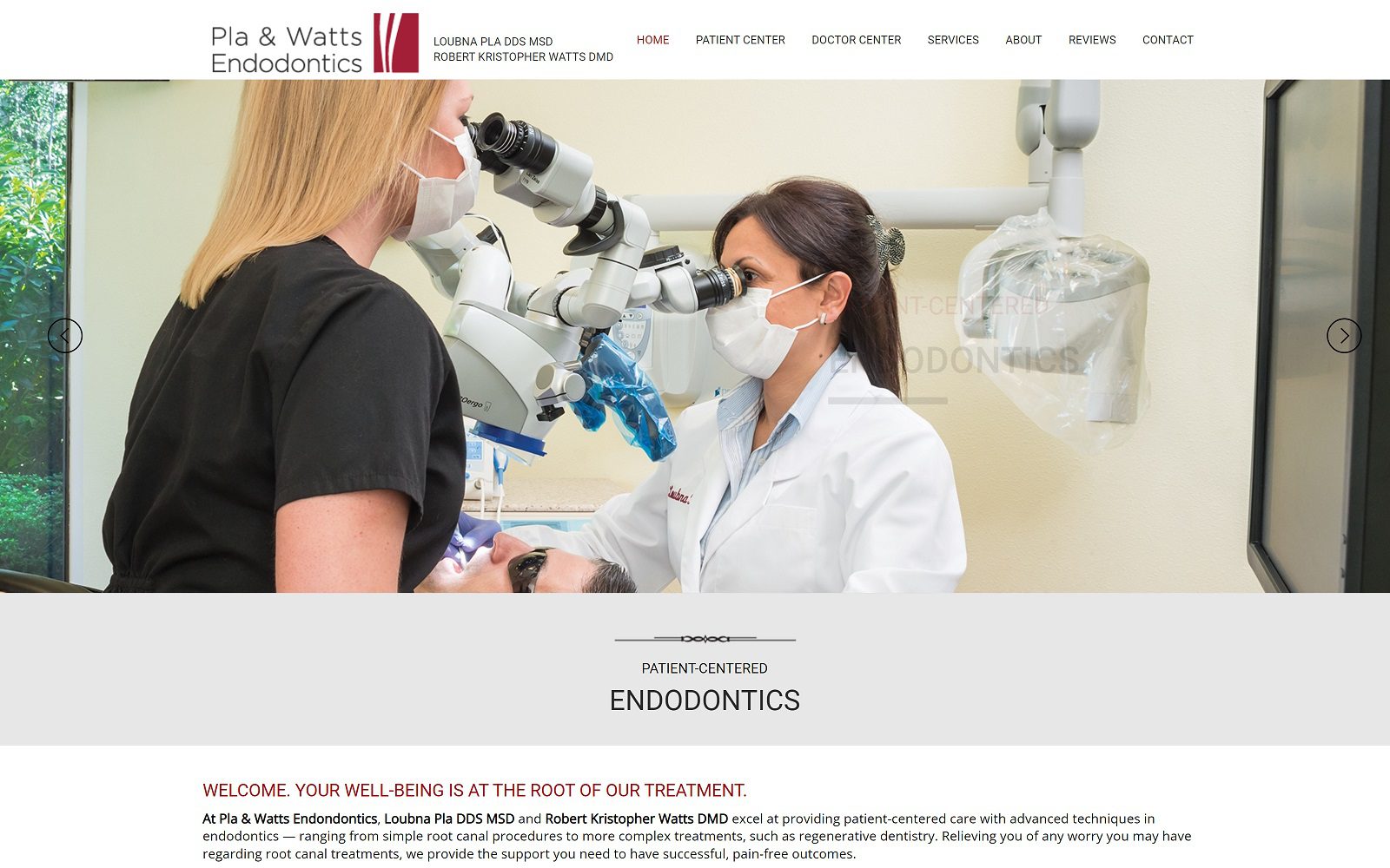 The screenshot of pla & watts endodontics (tacoma, wa) website