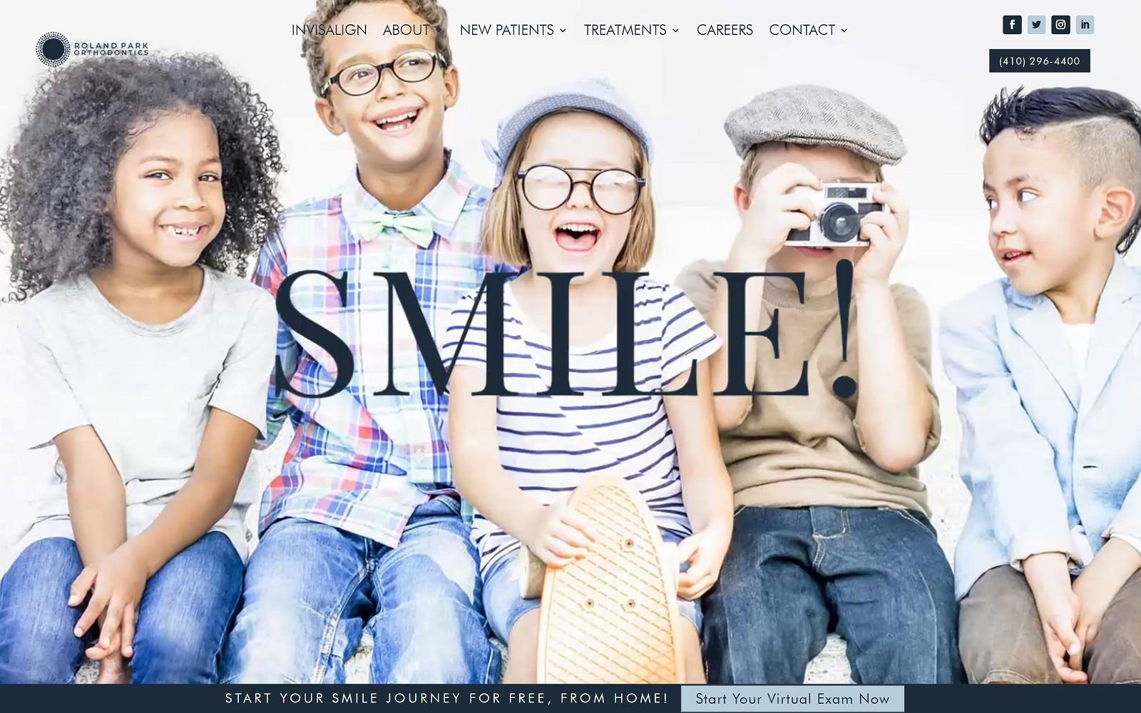 The screenshot of roland park orthodontics website