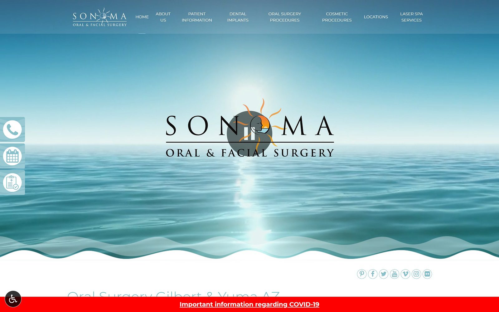 The screenshot of sonoma oral & facial surgery website