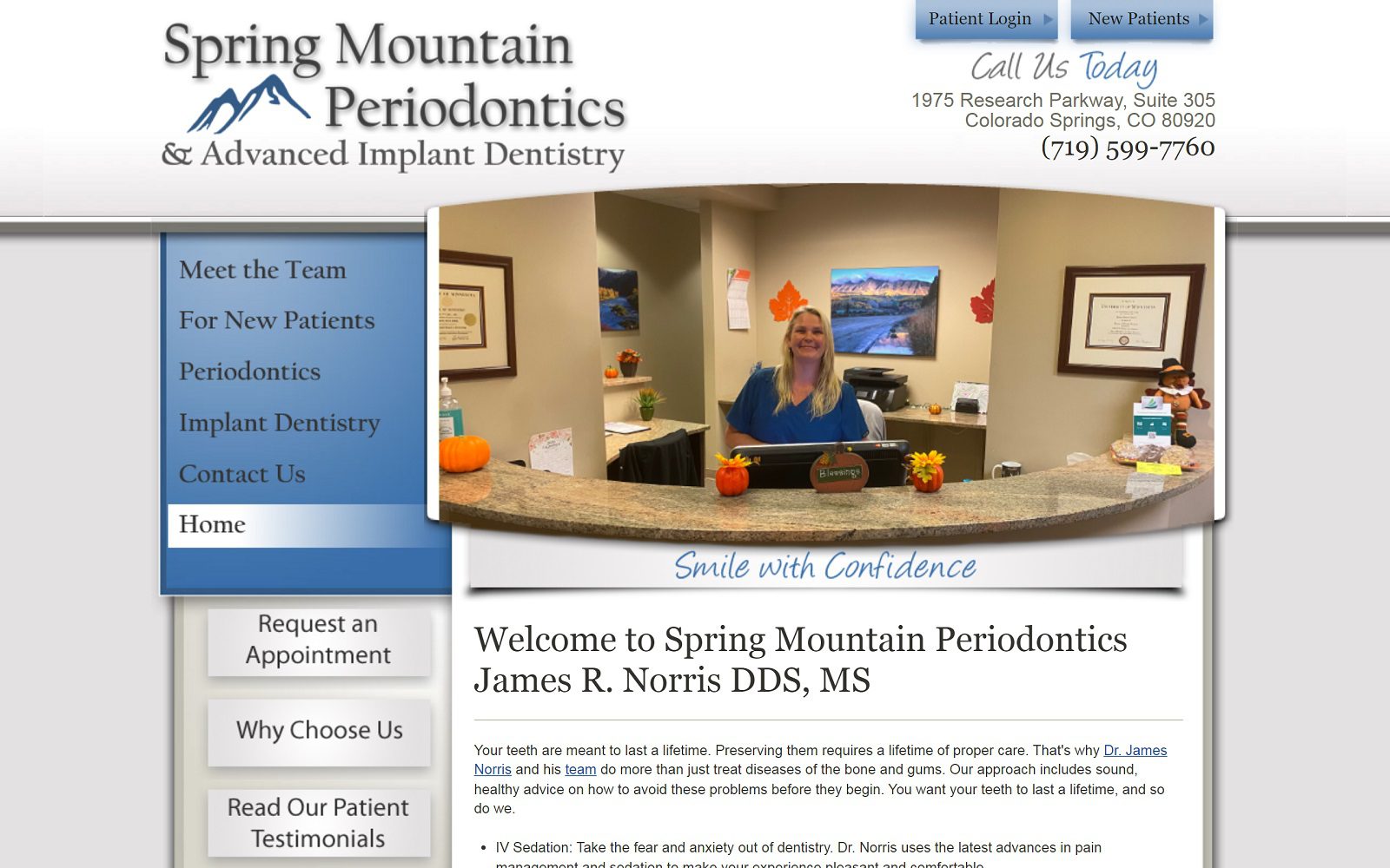 The screenshot of james r. Norris, dds, ms website