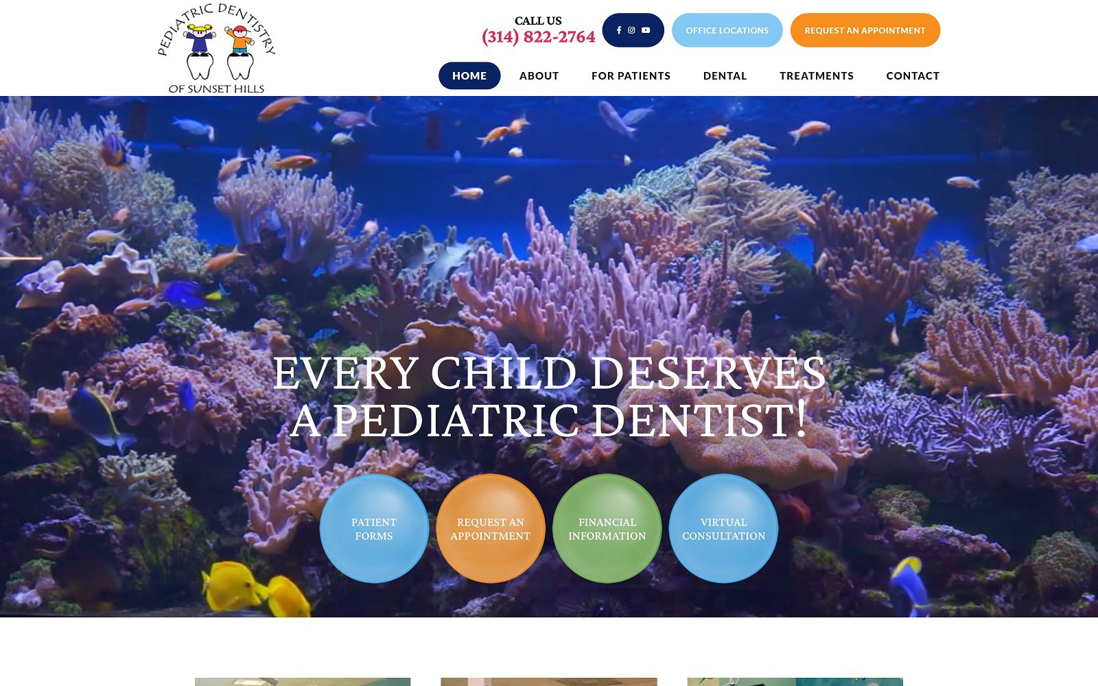 The screenshot of pediatric dentistry of sunset hills website