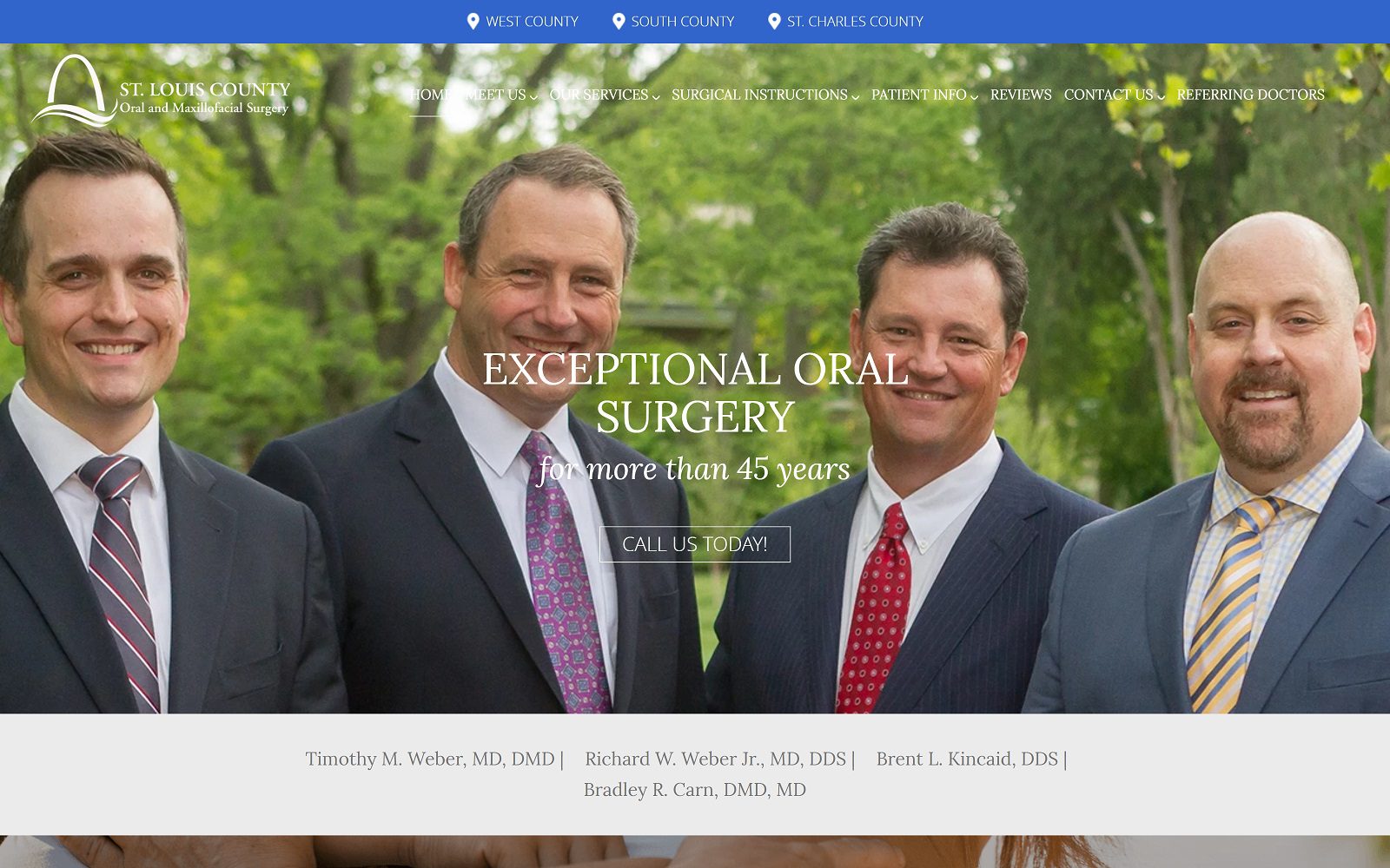 The screenshot of st. Louis county oral and maxillofacial surgery website