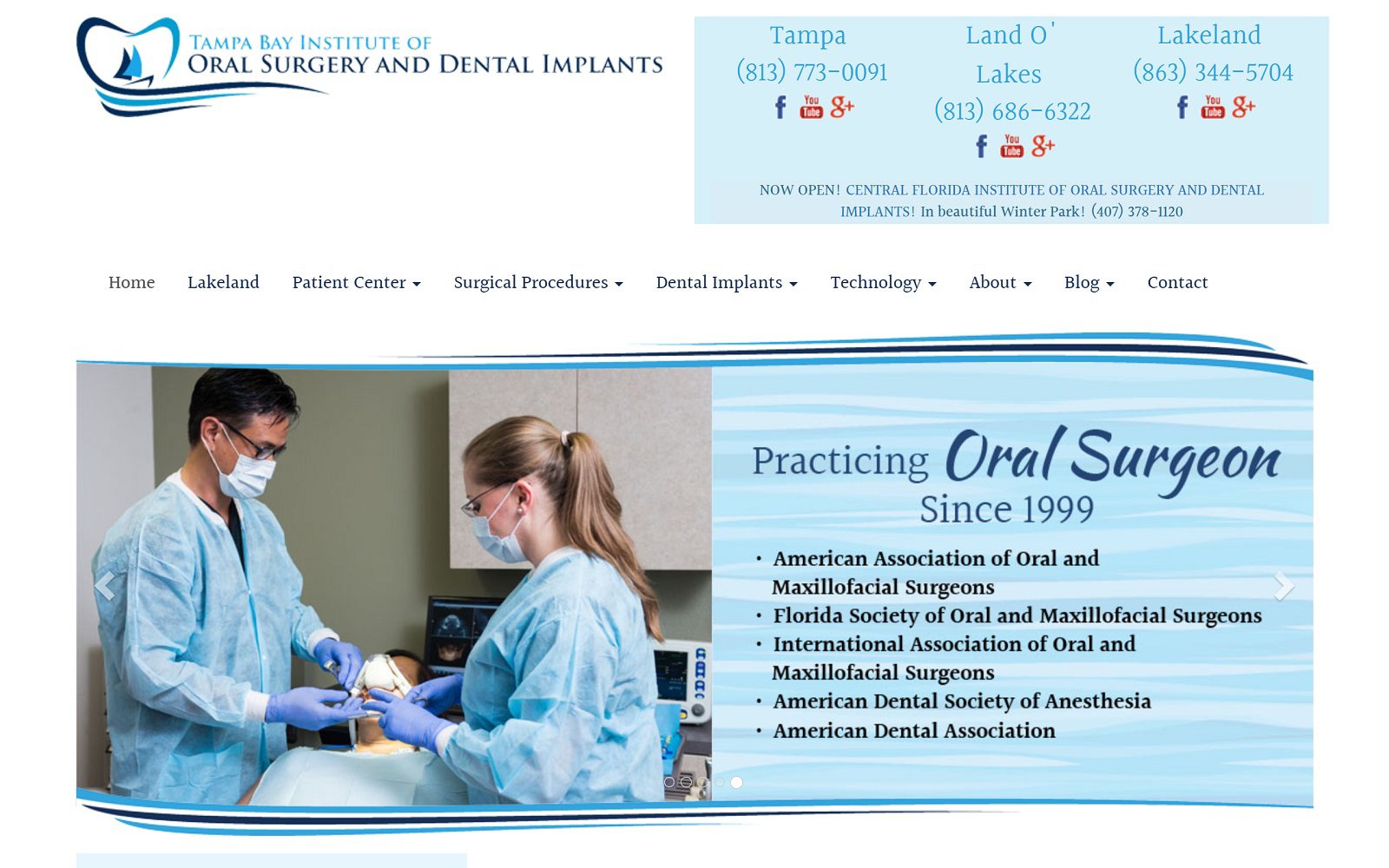 The screenshot of tampa bay institute of oral surgery and dental implants - west chase website