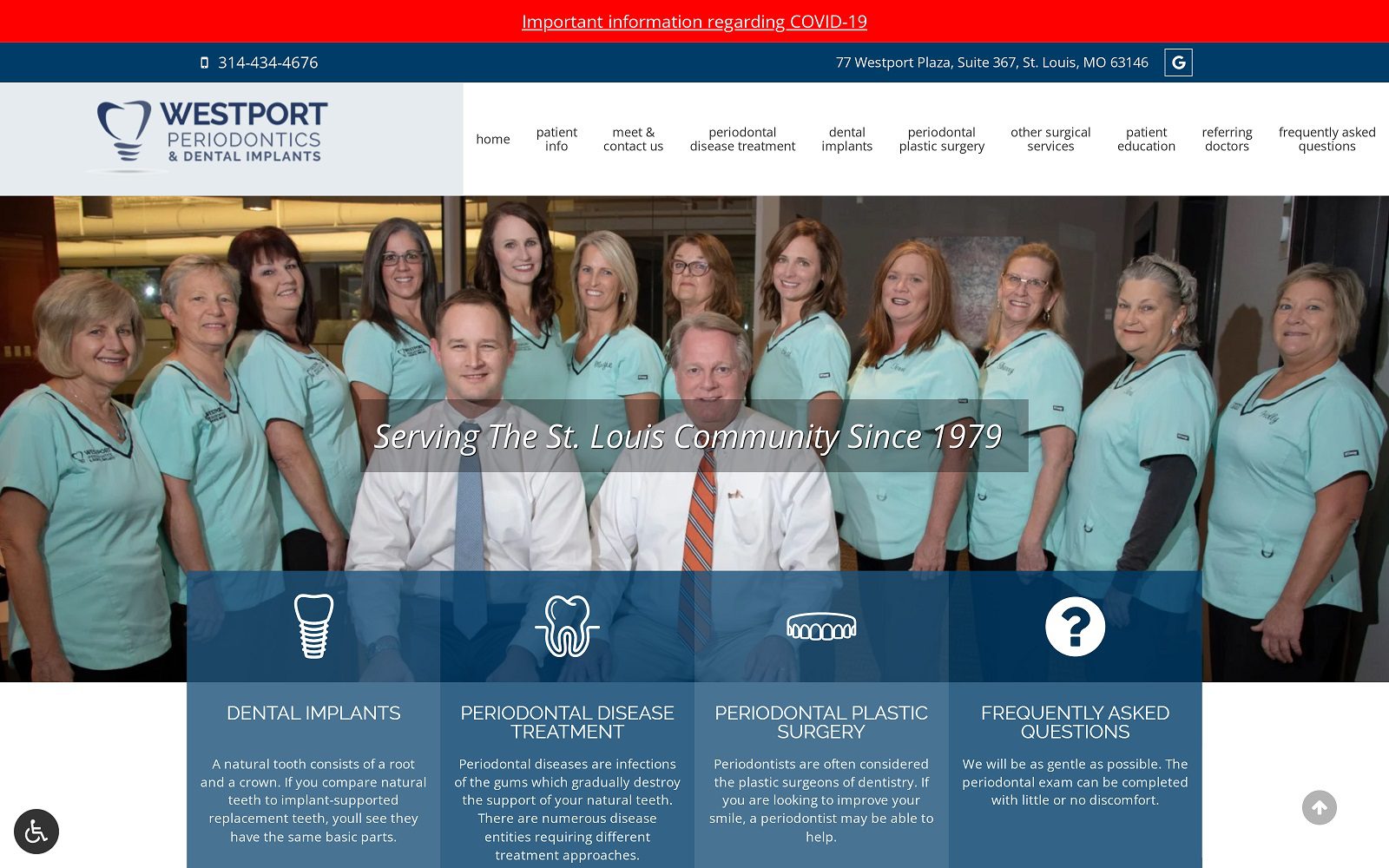 The screenshot of west port periodontics website