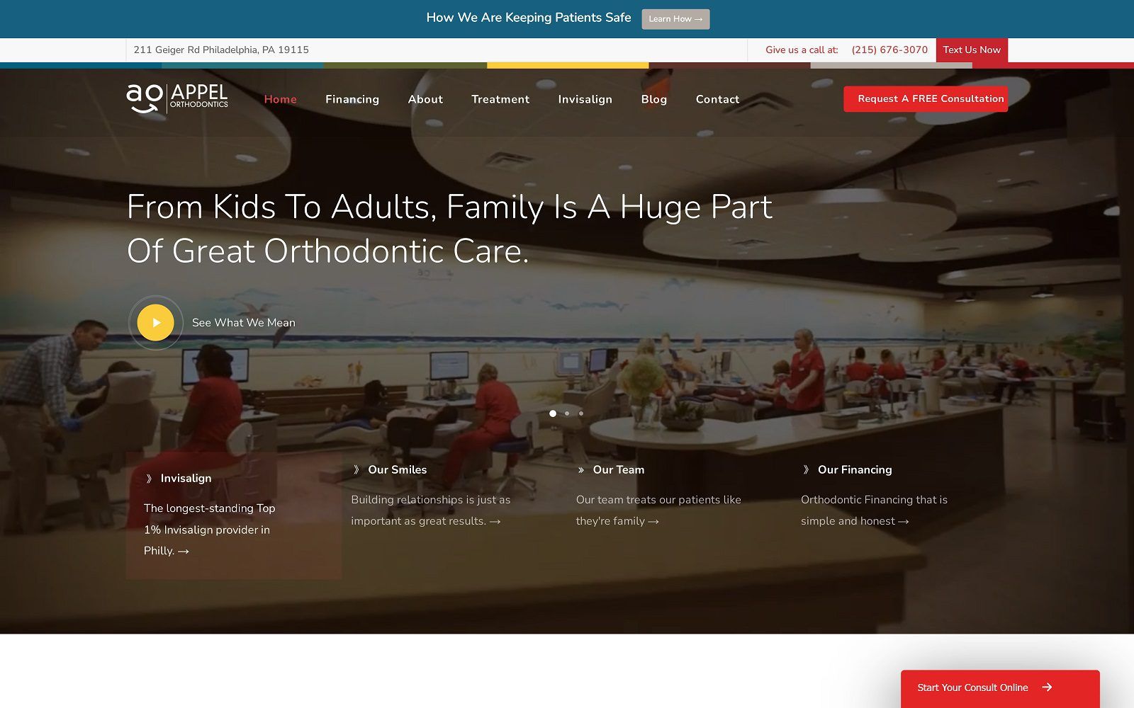 The screenshot of appel orthodontics appelortho. Com website