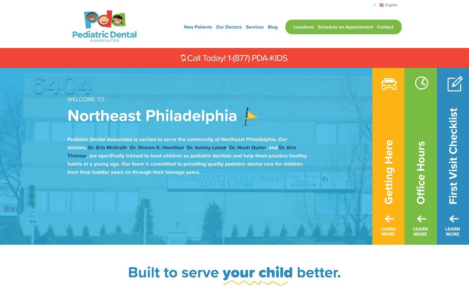 The screenshot of pediatric dental associates of northeast philadelphia website