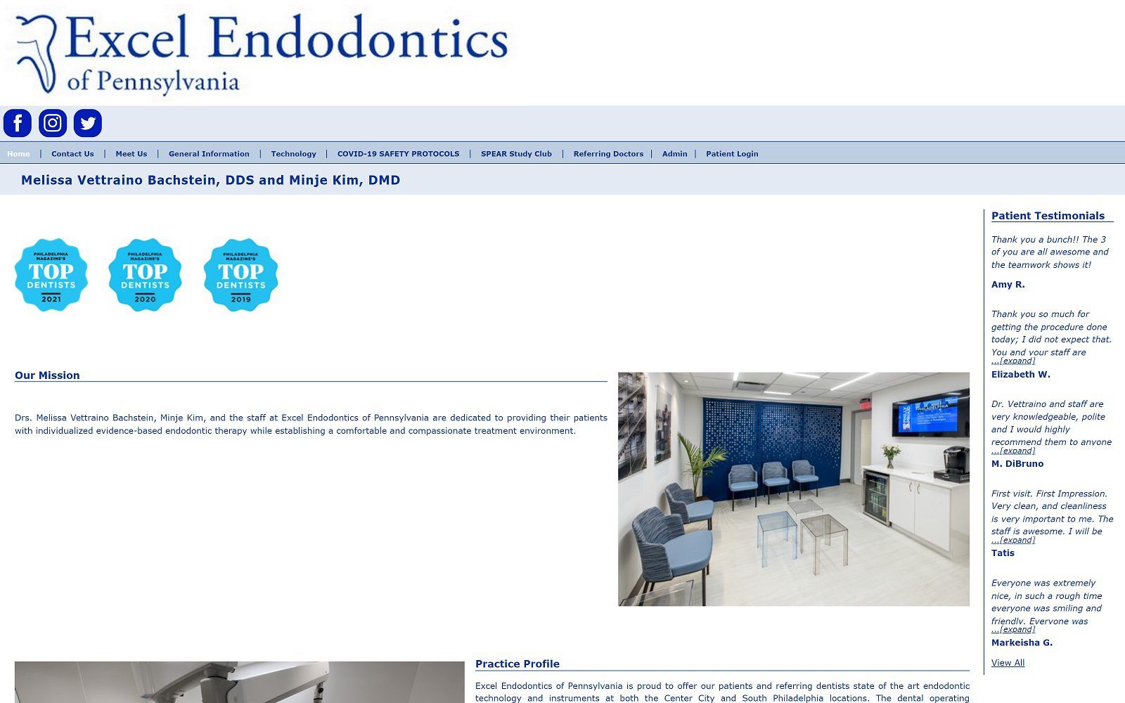 The screenshot of excel endodontics of pennsylvania- dr. Melissa vettraino bachstein website