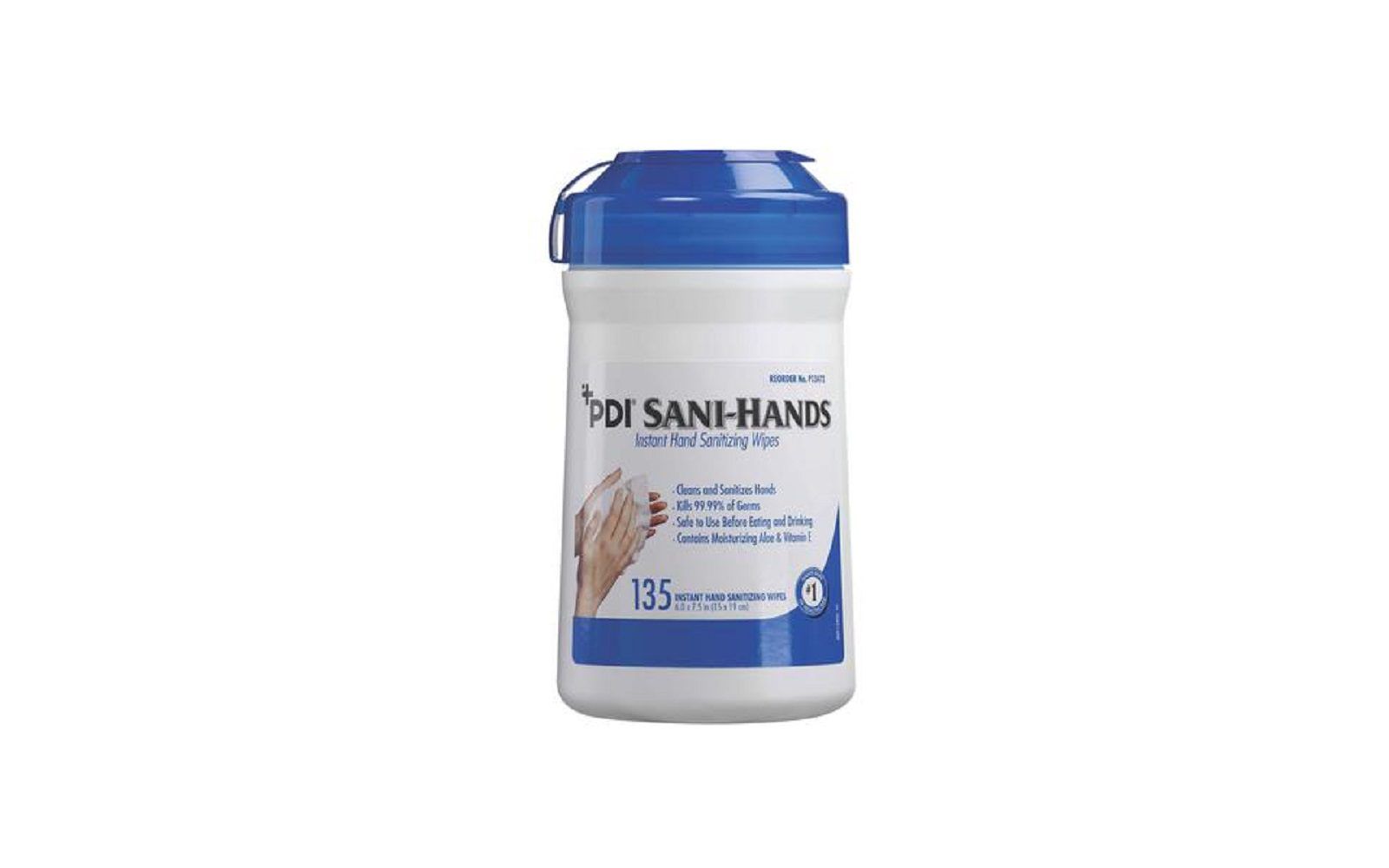 Sani-hands instant hand sanitizing wipes, canister with 135 wipes, 6" x 7. 5"