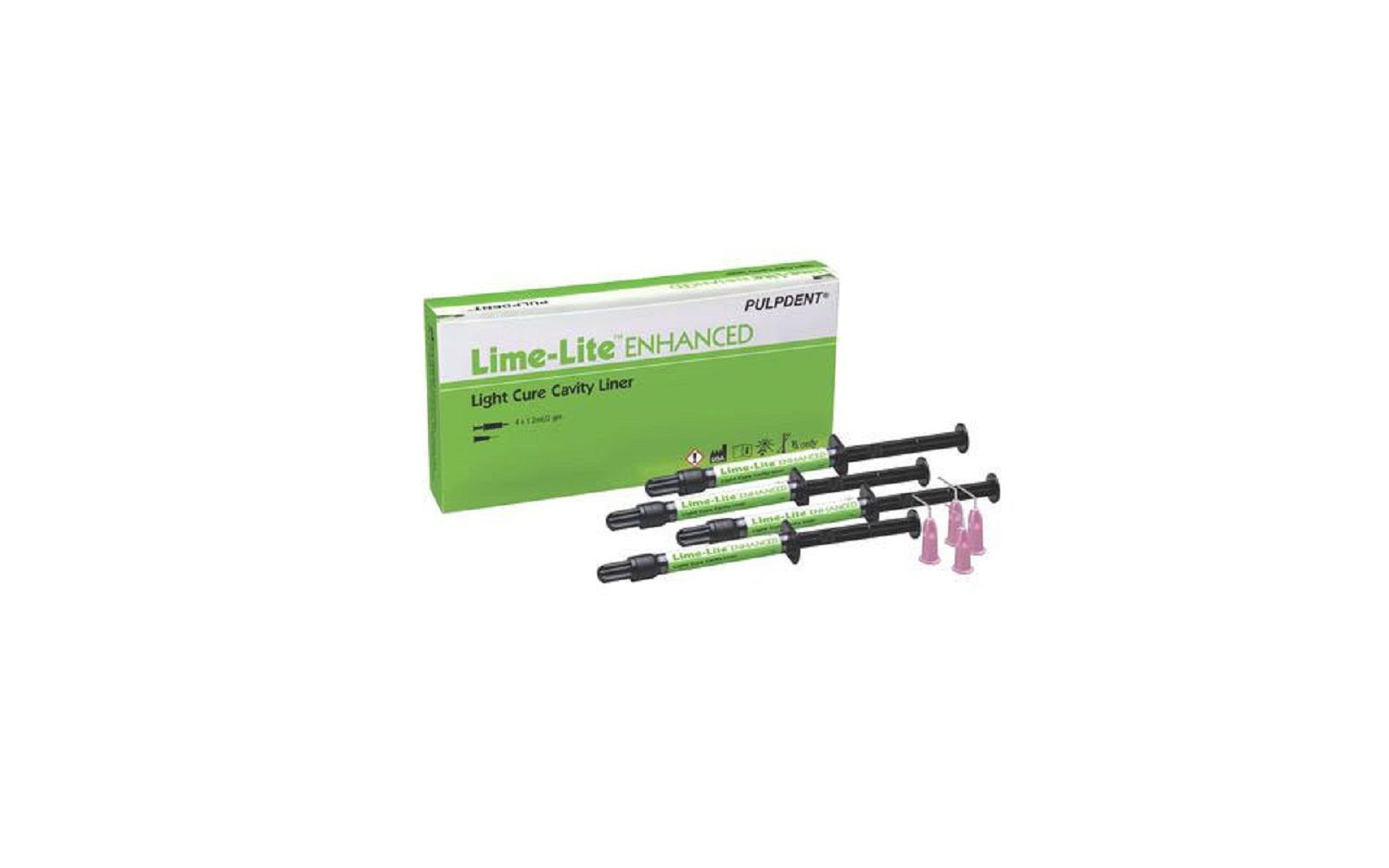 Lime-lite enhanced cavity liner, kit: 4 - 1. 2 ml syringes and 20 applicator tips